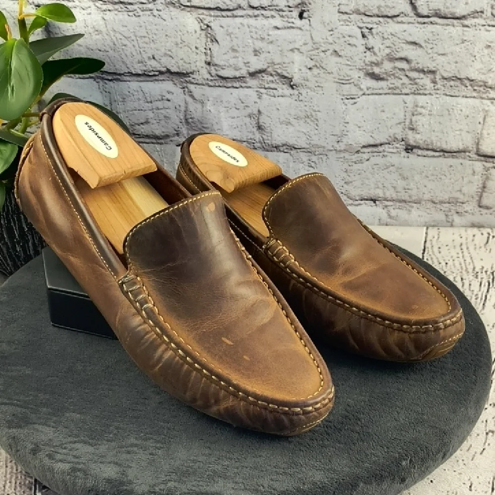 Cole Haan Full Grain Leather Slip-On Loafers, Driving Shoes 9W Wide
